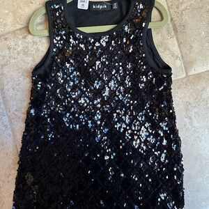 Kidpik little girls Sparkling Black Sequin Tank NWT XS
